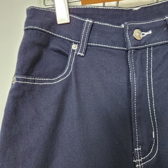 COPY - Straight Wide-leg Twill Dark Blue Pants - H&M - Picture 5 of 10